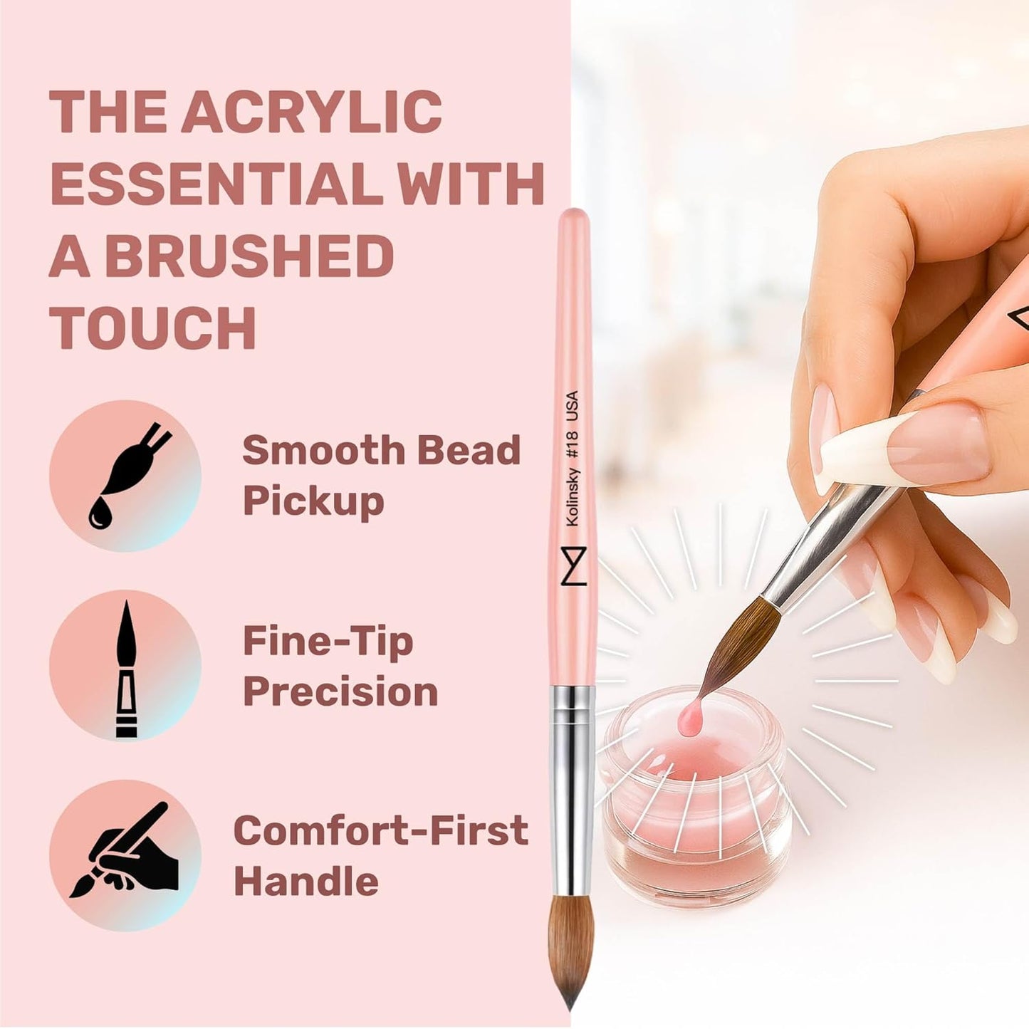 Majesti Pink 100% Kolinsky Acrylic Nail Brush - Professional Sculpting Tool for Nail Technicians | Size #10