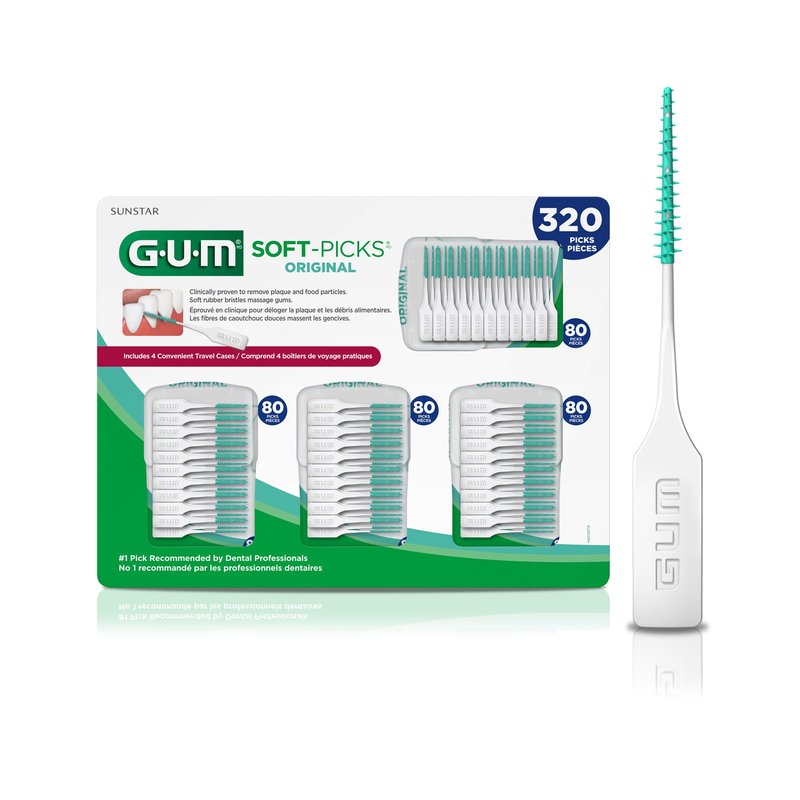 GUM Soft-Picks Original – Easy-to-Use Interdental Picks for Plaque Removal & Gum Health with Convenient Carry Case, Dentist Recommended, 320 Count