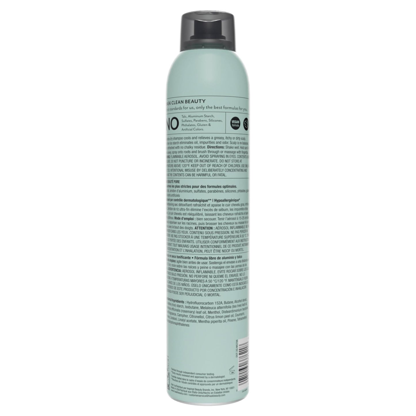 HASK Tea Tree Invigorating Dry Shampoo for Oily, Itchy Scalps – Absorbs Oil, Rebalances Scalp, Hypoallergenic, No Sulfates or Parabens, Cruelty-Free – 8.1oz