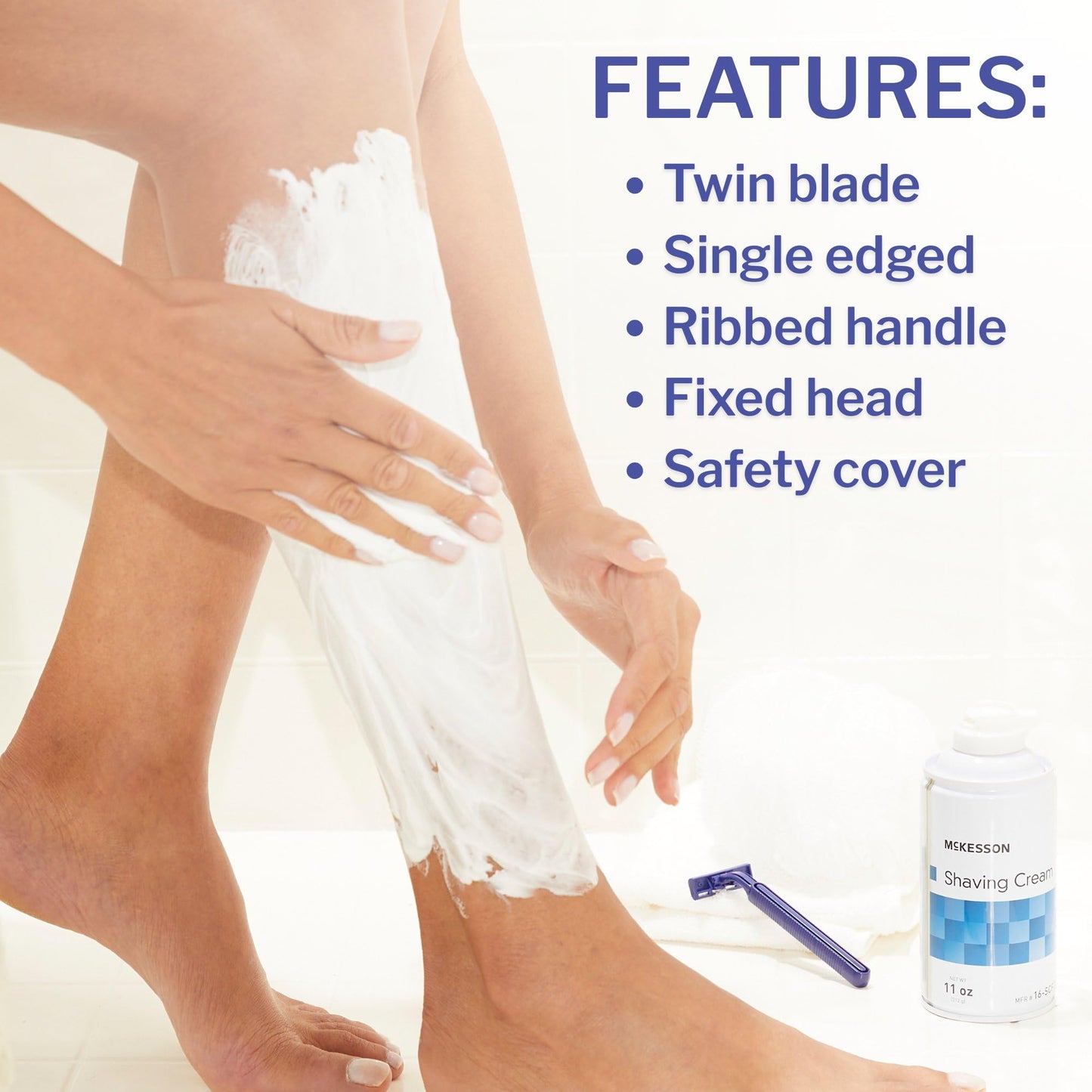 McKesson Disposable Razors, Blue, Stainless Steel, Tattoo, Travel, 100 ct