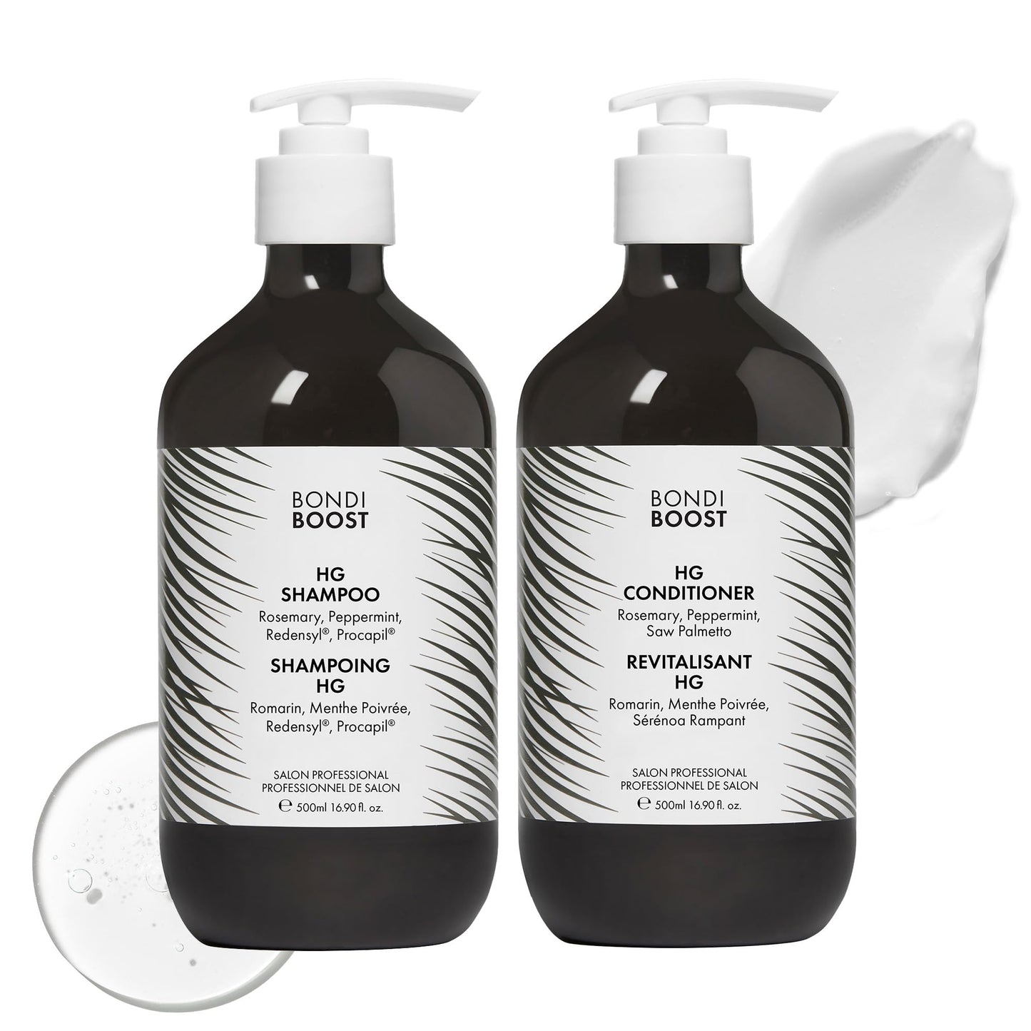 BondiBoost HG Anti-Thinning Shampoo Conditioner Set [16.90 fl oz each], Clinically Tested to Promote Fuller + Thicker-Looking Hair for Women & Men, Procapil, Redensyl & Rosemary Formula, Sulfate-Free