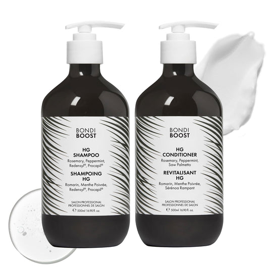 BondiBoost HG Anti-Thinning Shampoo Conditioner Set [16.90 fl oz each], Clinically Tested to Promote Fuller + Thicker-Looking Hair for Women & Men, Procapil, Redensyl & Rosemary Formula, Sulfate-Free