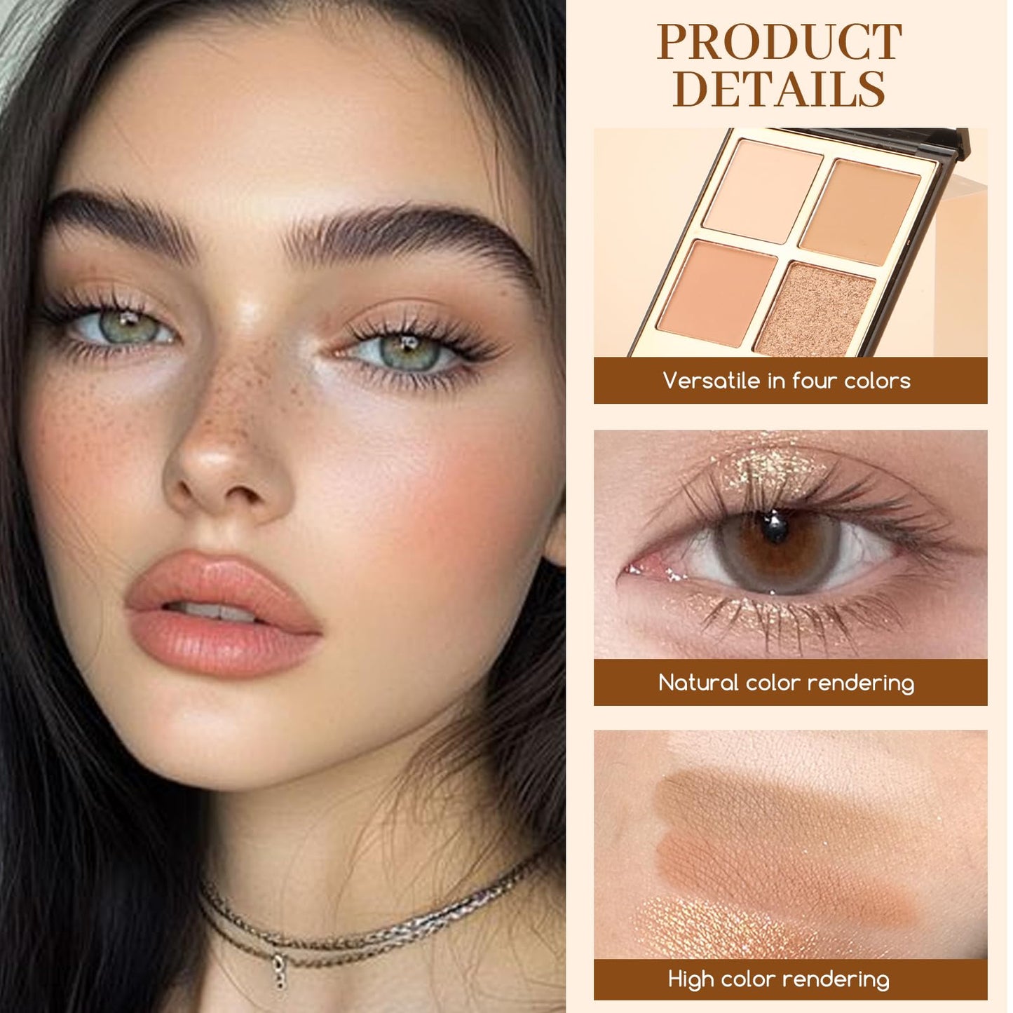 YiGuMy Matte & Shimmer Eyeshadow Palette - Waterproof Long-Lasting Neutral Browns, Champagne & Taupe Kit with Blending Brush, Travel Compact, High Pigment Creamy Shades (Pearl Fizz)