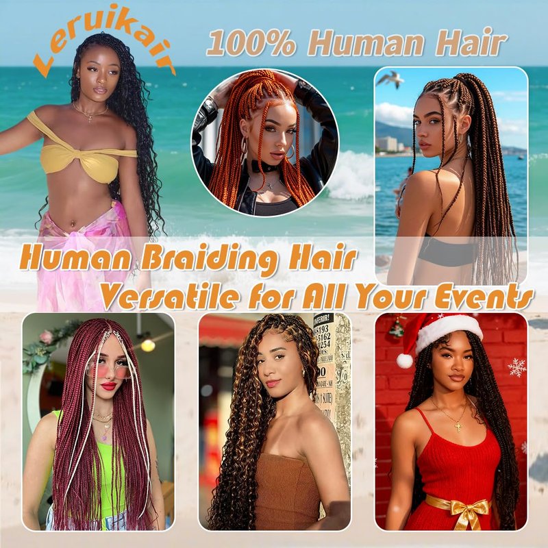 Leruikair Deep Wave Natural Black Human Braiding Hair 50g Per Bundle 2 Pcs Total 100g 16 Inch Brazilian Virgin Bulk No Weft Braiding Human Hair Natural Color for Black Women