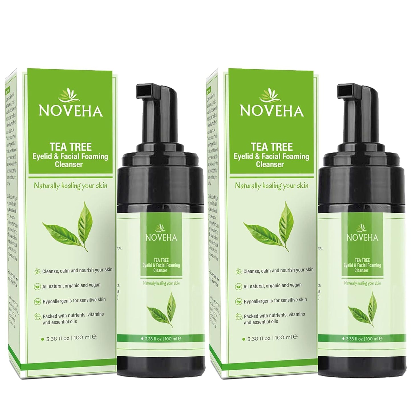 Tea Tree Oil Foaming Cleanser - Therapeutic Daily Skincare for Eyelash & Lid Health | 2-Pack, Organic Ingredients, All Skin Types