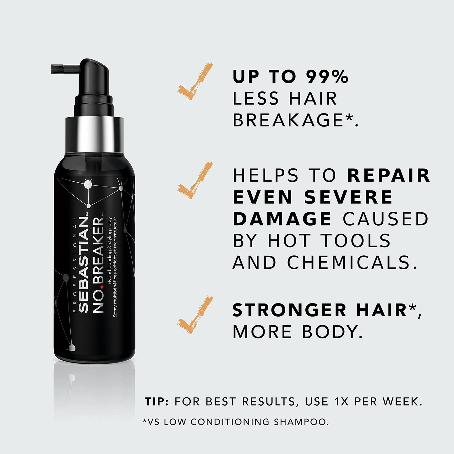 Sebastian Professional No.Breaker, Hair Bonding Treatment, Breakage and Damage Repair Leave-In Spray + Bundle of Shaper Regular Hair Spray, 1.5 Ounce