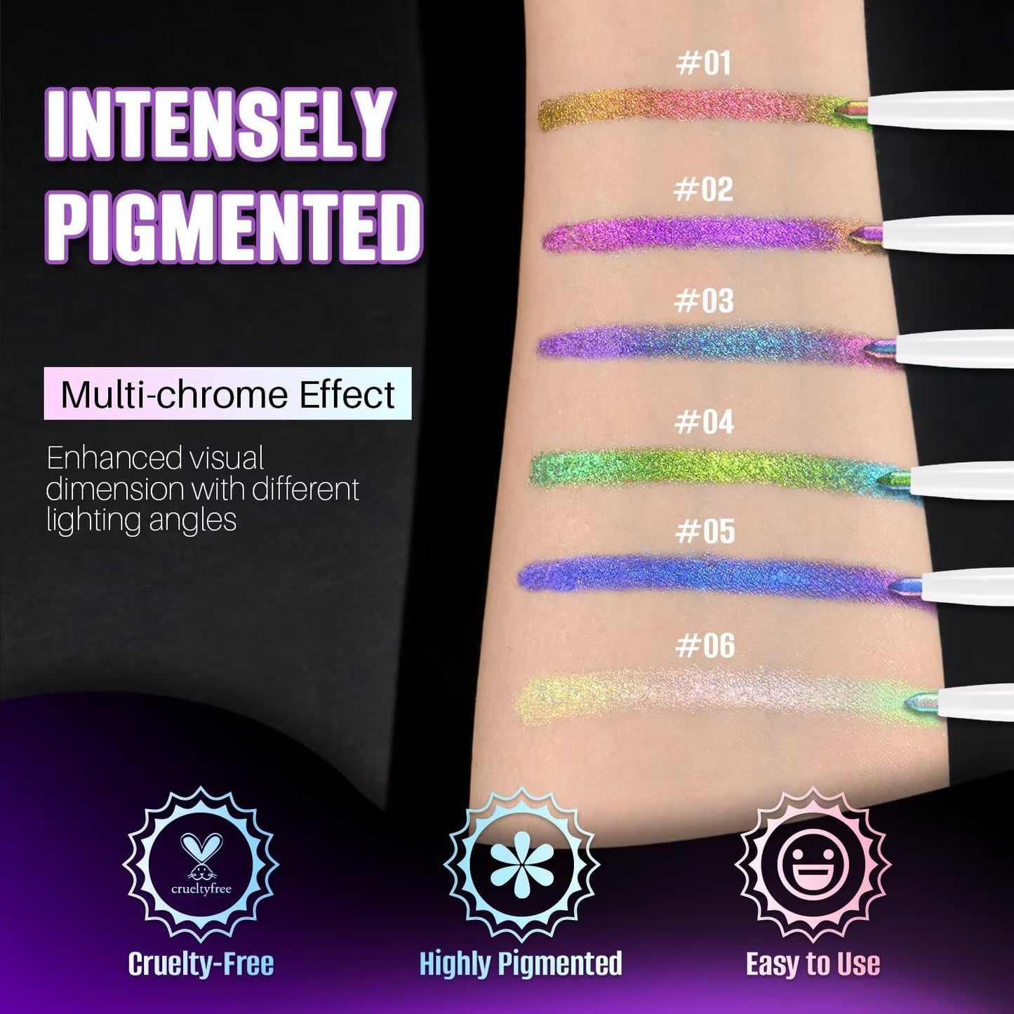 CHARMACY Chameleon Eyeliner Gel Pen, Color Changing Eyeliner, Long-Lasting, Waterproof & Smudge-Proof Formula, Metallic & Shimmer Shades for Creative Makeup, Easy Application (B02)