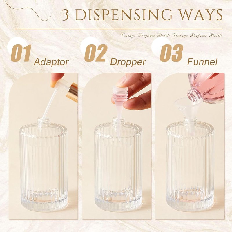 Empty Glass Perfume Bottles - 6 Pcs Refillable Atomizer Set for DIY Fragrance | 30/50/100ml Mixed Colors