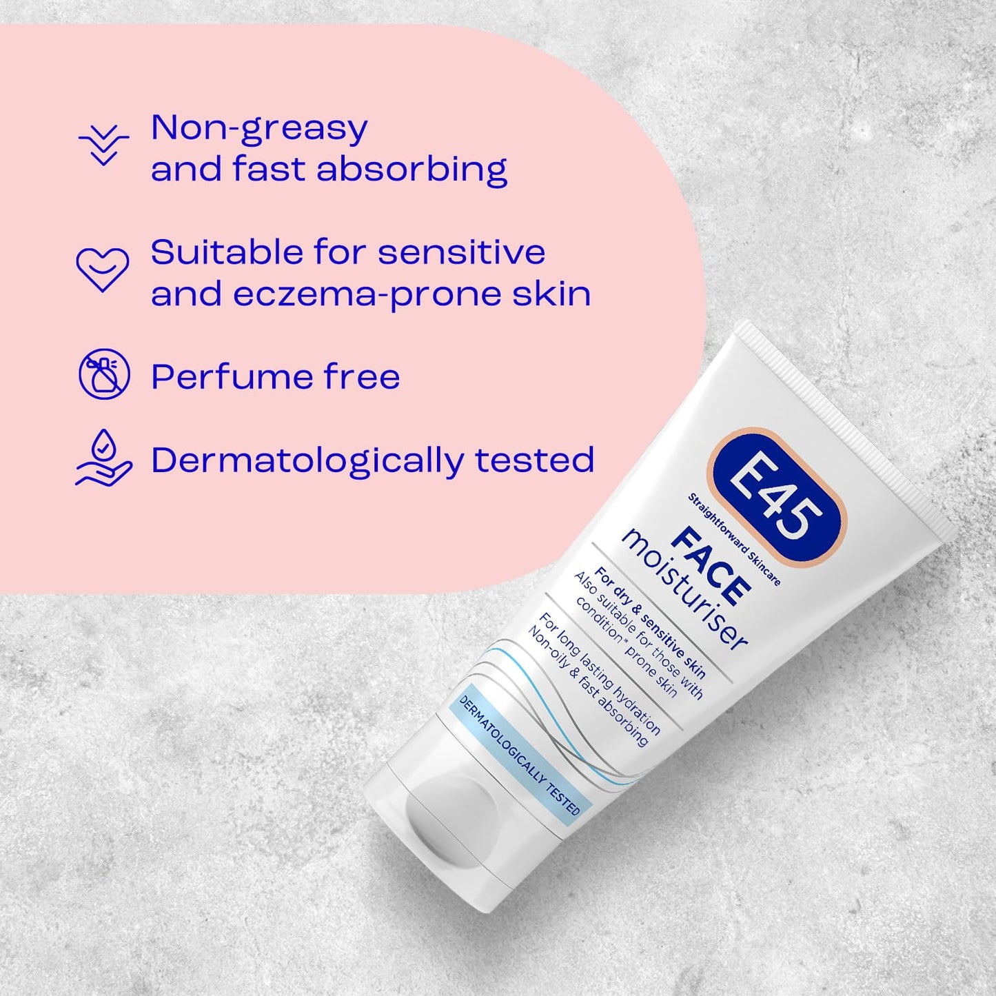 – Face Cream for Long-Lasting Moisturisation – E45 Cream for Dry and Sensitive Skin – Dermatitis and Eczema Cream – Fast-Absorbing and Non-Greasy Formula - Dermatologically Tested