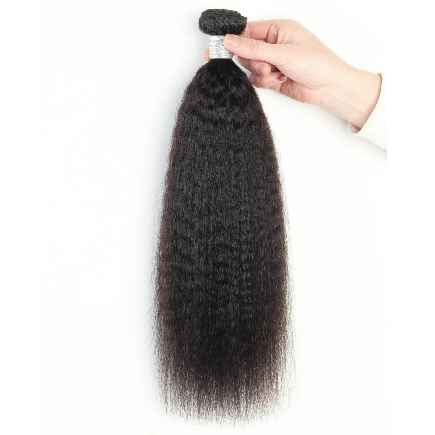PIDIAUE Kinky Straight Bundles Single Human Hair Yaki Straight 12A Brazilian Remy Hair Weave 16 inch Real Unprocessed Virgin Hair 1 Bundles Extensions Natural Color
