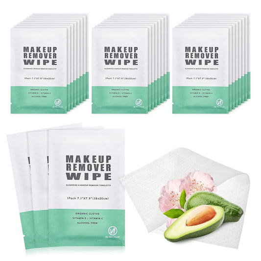 200 Individual Makeup Remover Wipes Bulk,Individually Wrapped Face Cleansing Wipes, Travel Makeup Remover Cloth for Travel Hotel Skin Care Face Cleansing