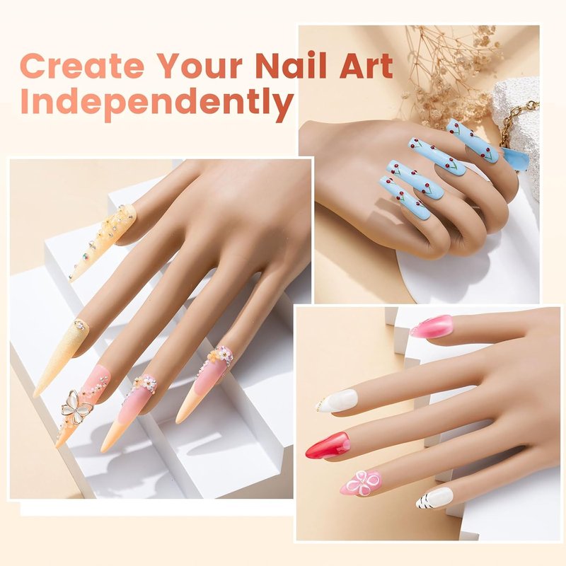 Acrylic Nail Practice Hand - Flexible Mannequin for Beginners | Secure Nail Tips & Realistic Design
