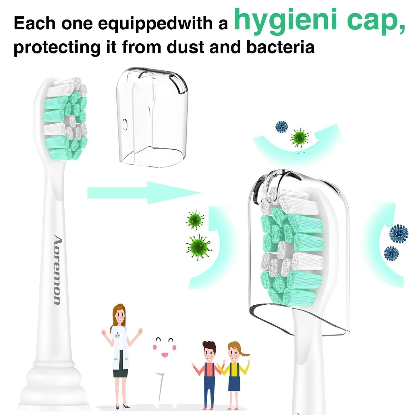 Aoremon Toothbrush Replacement Heads for Philips Sonicare C2 Plaque Control, 10 PCS Compatible with Philips Sonicare Click-on Electric Toothbrush Handles, Medium Firm Dupont Bristles