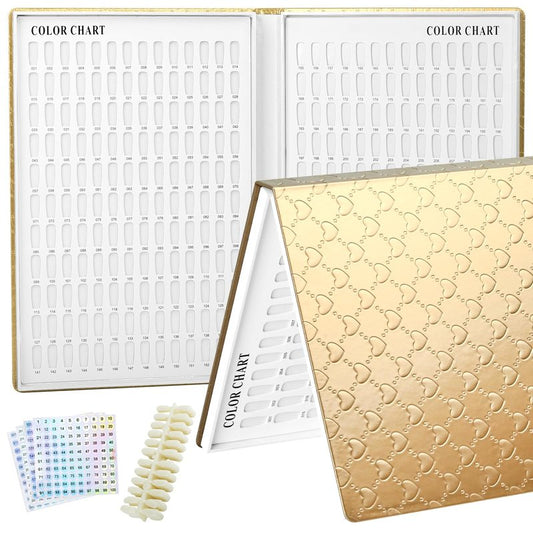 vnjaoi 308 Colors Nail Swatches Book with 360 Nail Tips Professional Nail Color Chart Card Display Gel Polish Book Nail Painting Practice Design Board No Need Pasting, No Need Glue for Nail Salons