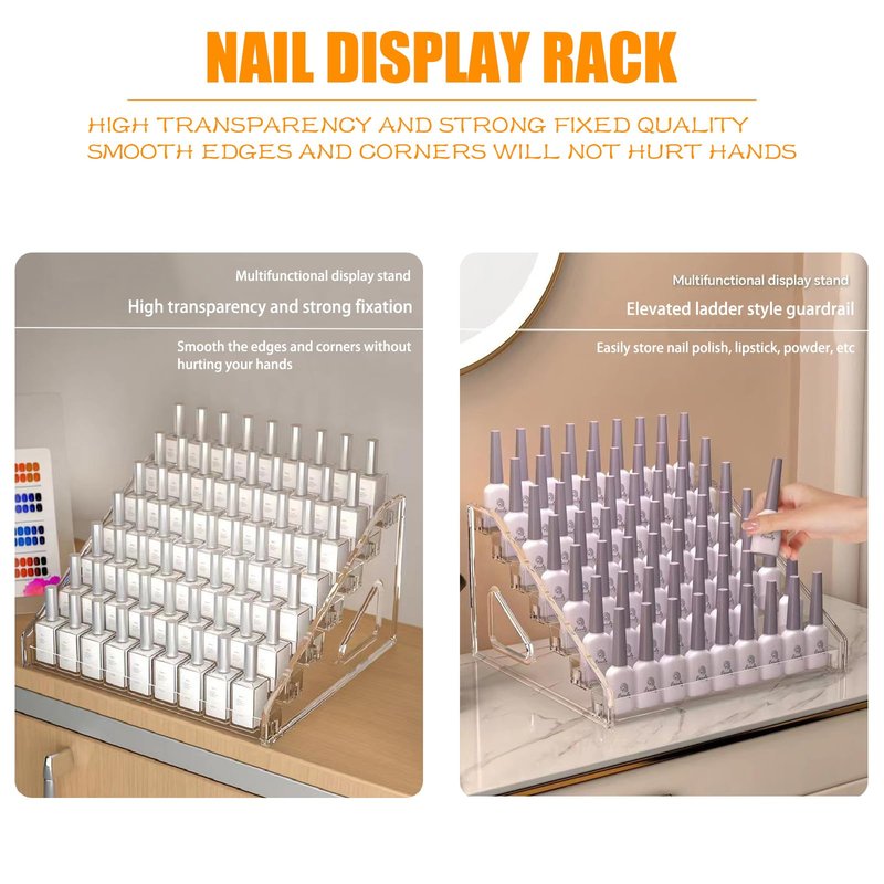 QuZCarious Acrylic Nail Polish Organizer Rack,2 Pcs 7 Tier Nail Polish Holder Stand,Sunglass Organizer, Essential Oils Storage Shelf, Holds Up to 84 Bottles