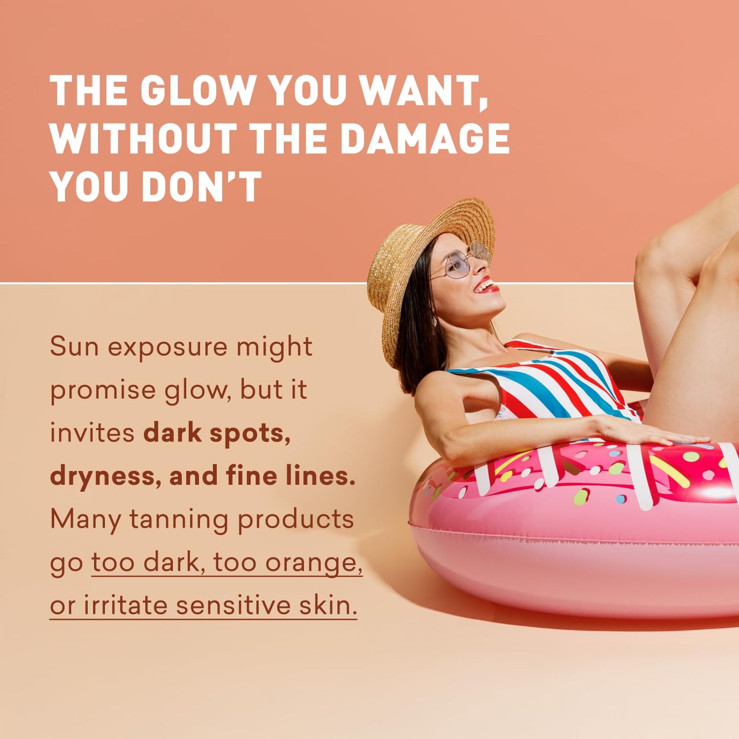 Sunless Tanning Lotion - Light to Medium tones | Indoor Self- Tanner | Body Tanning Lotion | Sun- Kissed Glow| Bronzer Lotion For All Skin Types |Just Nutritive | 8 Oz