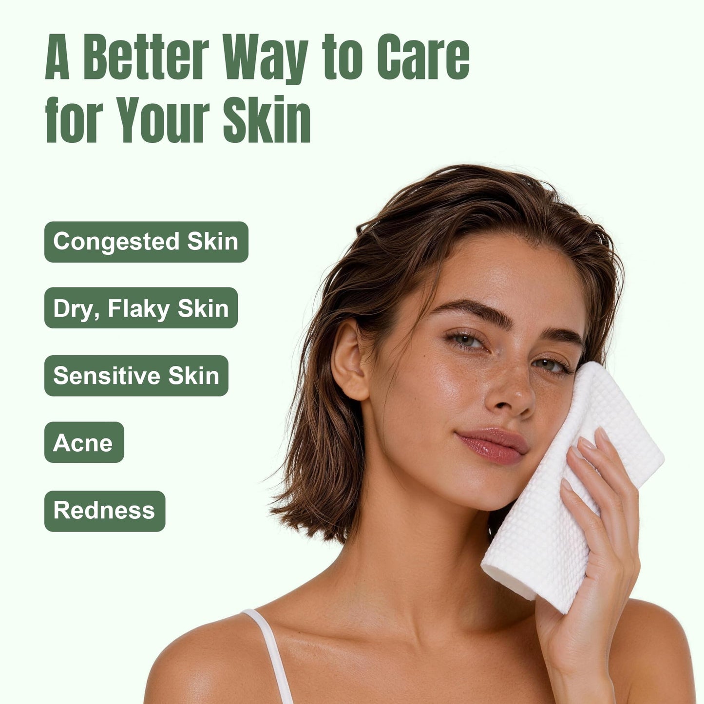 Ourmed Life Disposable Face Towels, 12 x 10 Inch Extra Large Biodegradable Facial Towels, Dual-Sided Pearl Texture Lint-Free Dry Wipes for Sensitive Skin, Makeup Removal, Cleansing & Skincare, 100 Ct