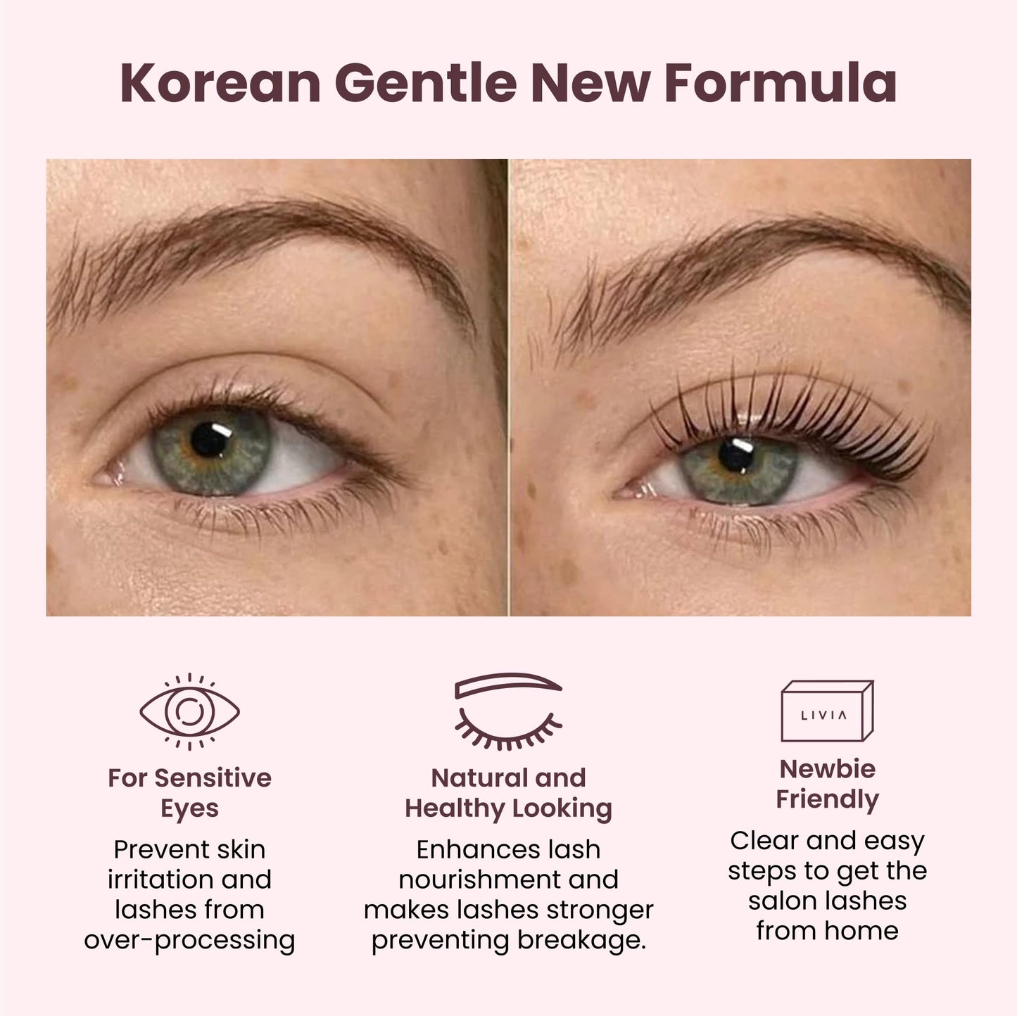 Korean Lash Lift Kit + Color Kit - Salon Results -Easy Application for Perfectly Curled and Darker Lashes for 8 Weeks, Nourishing Ingredients, Complete 3 Applications Kit- LIVIA