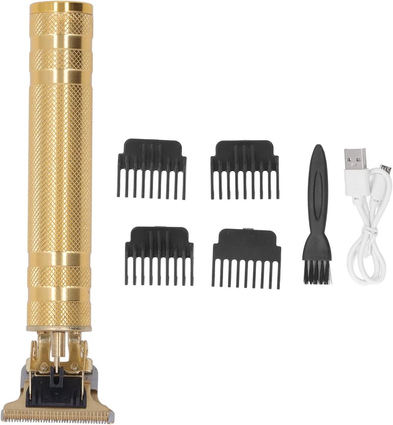 T Blade Hair Trimmer - USB Rechargeable Professional Grooming Clipper | Washable Metallic Gold Design