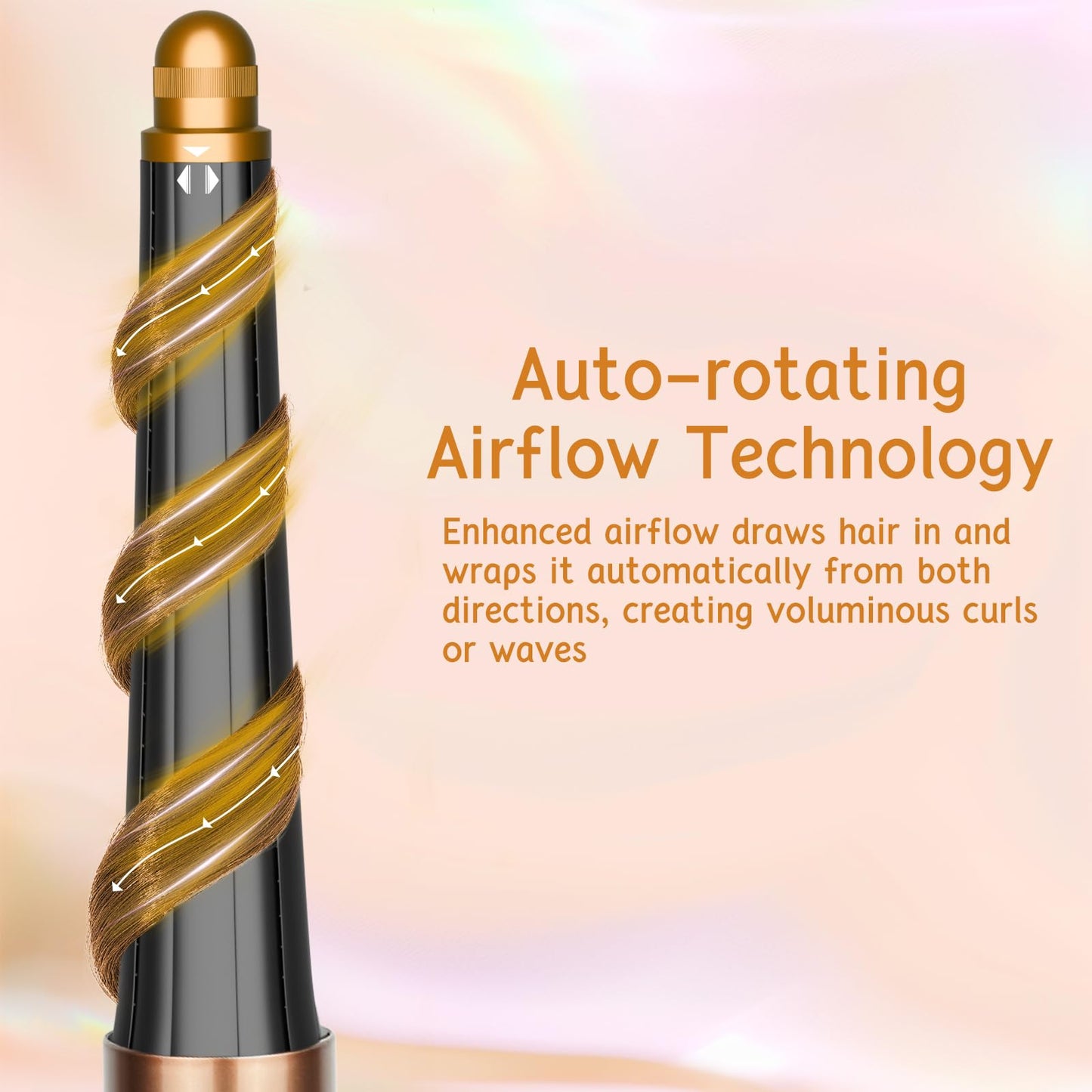 ZEPHBLOW Hair Long Conical Barrel for Dyson Airwrap, 0.78-1.4Inch/ 20-36mm Conical Long Curling Barrels Compatible with Airwrap HS01/05/08, Self-Curling Hair Roller Curlers Attachment, Gold