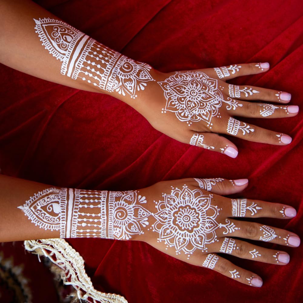 Henna Tattoo Stencil Kit,12 Sheets Stickers for Henna Tattoo Hand Forearm Glitter Airbrush DIY Tattooing Template, Large Indian Temporary Tattoo Stickers