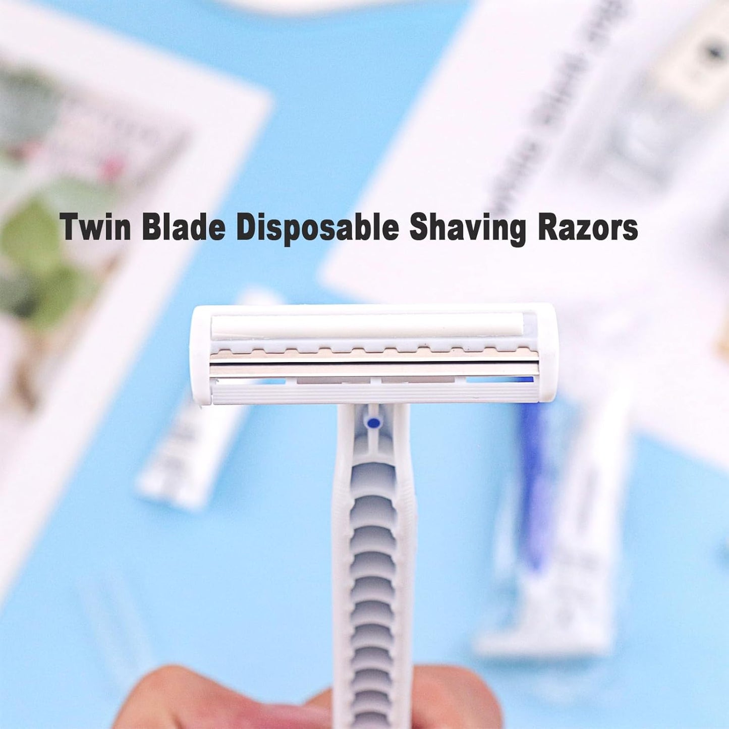 Disposable Razors - Bulk Pack of 60 Individual Wrapped Twin Blade Shaving Razors | Includes 10g Shaving Cream