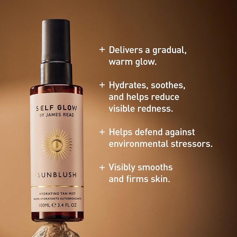 Self Glow Sunblush Hydrating Tan Mist - Lightweight Gradual Tanner with Rosewater | Non-Drying Alcohol (100mL | 3.4 fl oz)