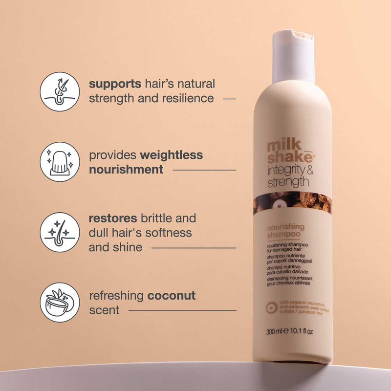 milk_shake Integrity & Strength Nourishing Shampoo | Creamy Formula with Organic Murumuru Butter & Amaranth Seed Extract for Brittle, Damaged Hair (10.1 fl oz)