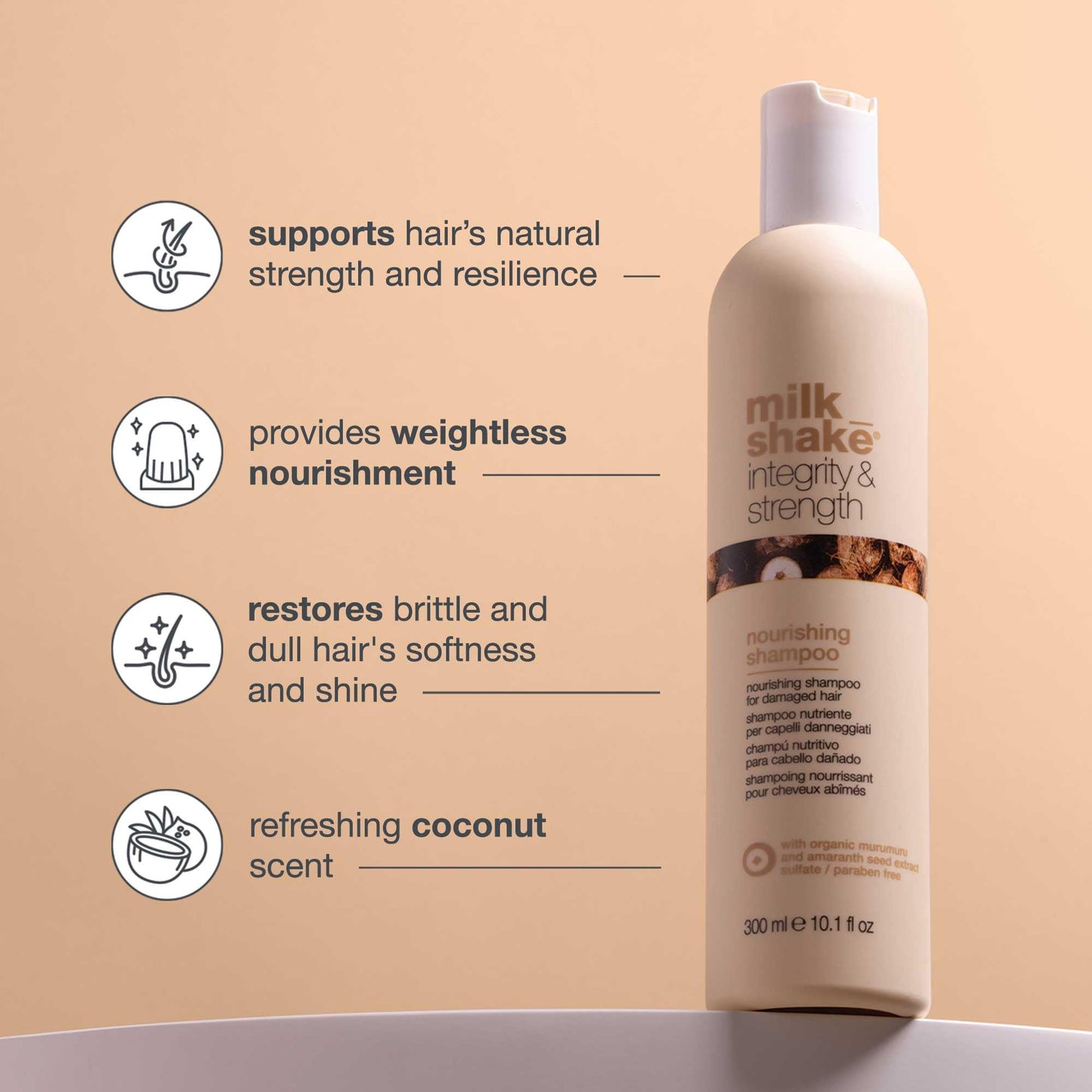 milk_shake Integrity & Strength Nourishing Shampoo | Creamy Formula with Organic Murumuru Butter & Amaranth Seed Extract for Brittle, Damaged Hair (10.1 fl oz)