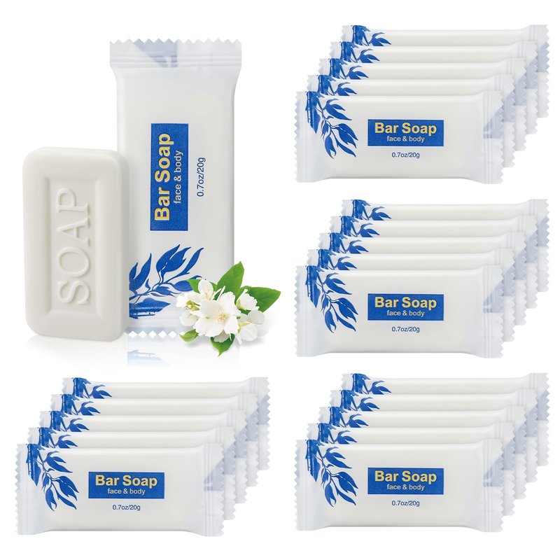 Mini Soap Bars Bulk Individually Wrapped Bulk Bar Soap 0.7oz Travel Soap Small Hotel Soaps Toiletries for Hotel Bathroom Camp RV (100)