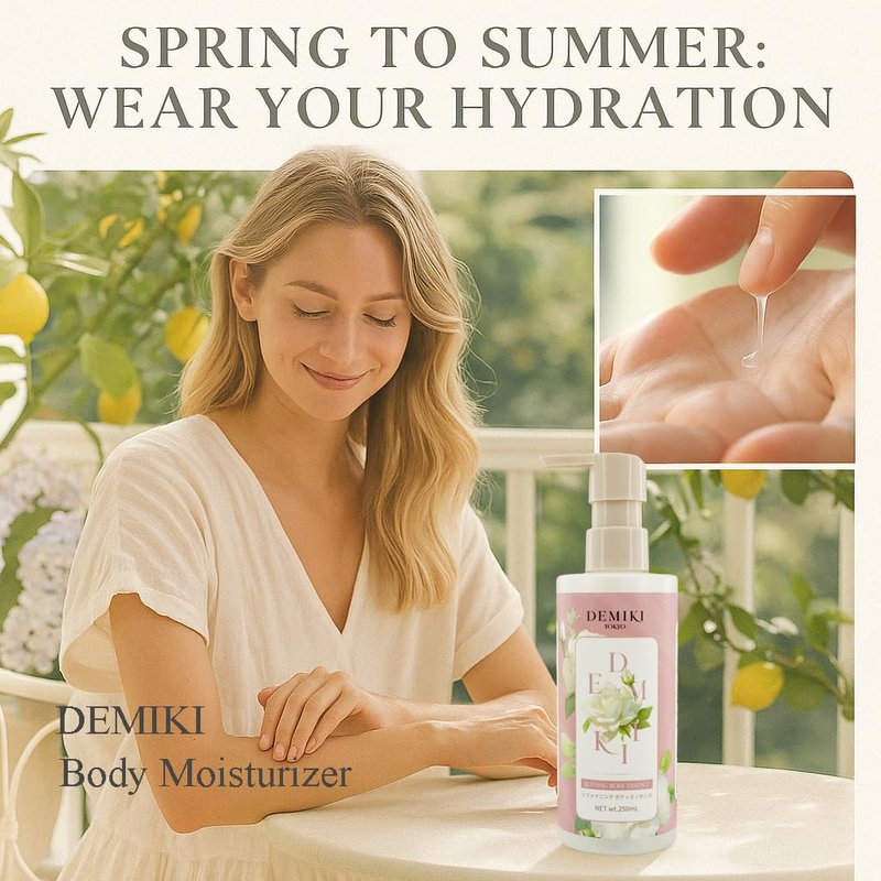 DEMIKI Body Lotion Moisturizer Skin Care with Niacinamide - Japanese Body Lotion for Women, Beauty & Personal Care, Body Cream for Dry Skin, Perfume Moisturizer, Summer Essentials Skincare 8.45fl.oz