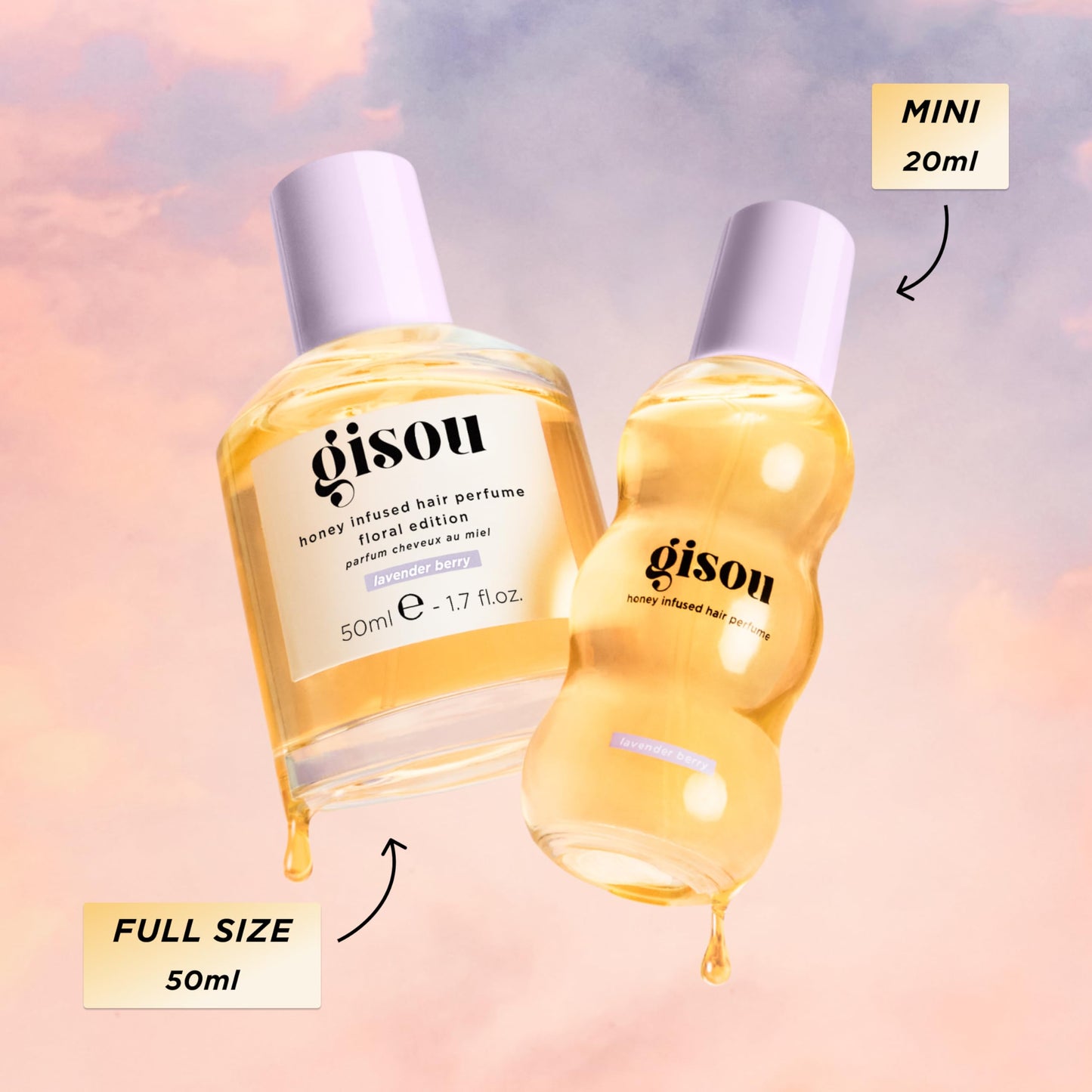 Gisou Honey Infused Hair Perfume Mini – Long-Lasting Hair Fragrance with Mirsalehi Honey & Argan Oil, Lavender Berry, 15ml