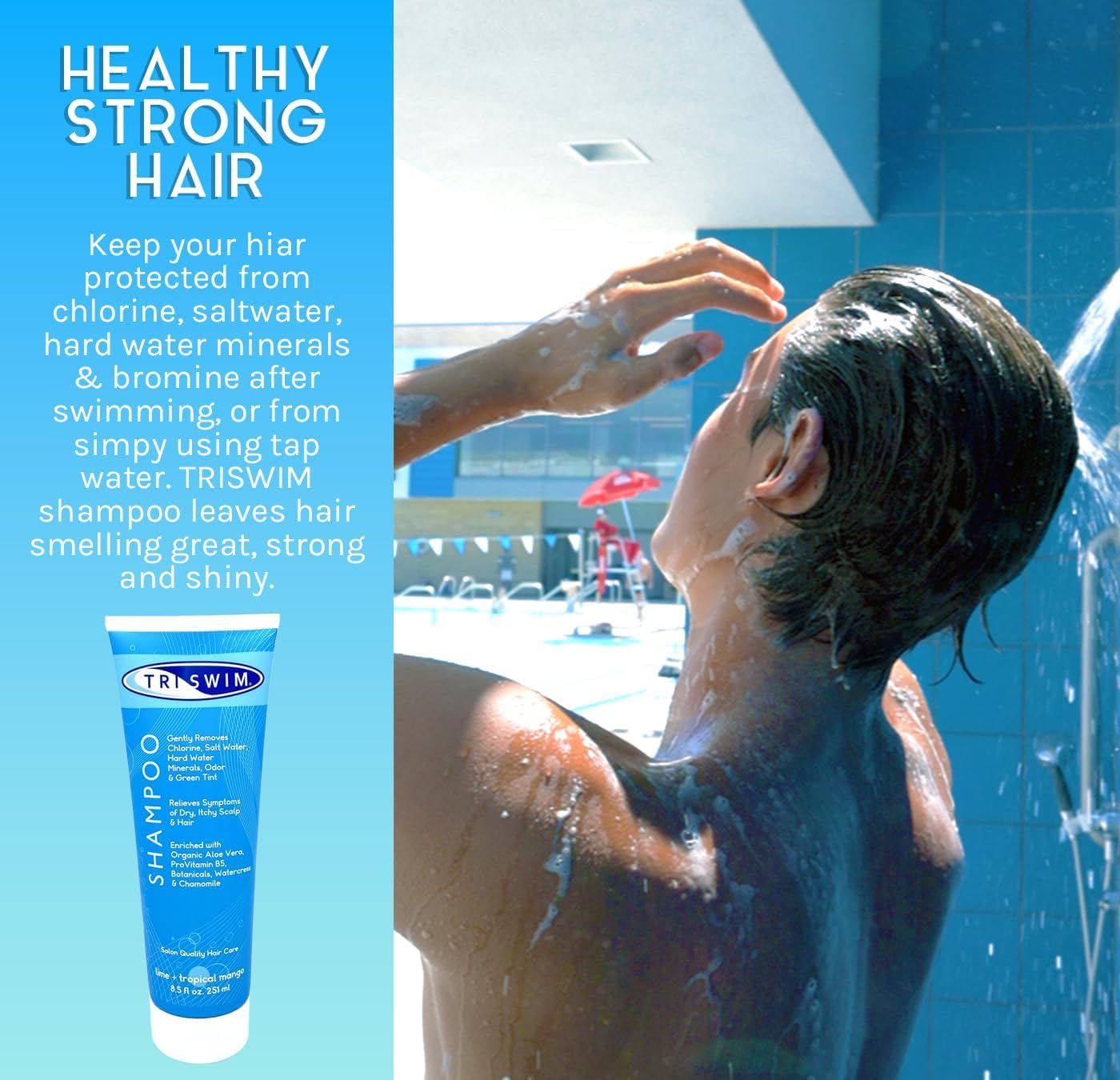 TRISWIM Chlorine Removal Shampoo - Gently Eliminates Chlorine & Salt Water Buildup | 8.5 Fl Oz | Pack of 2