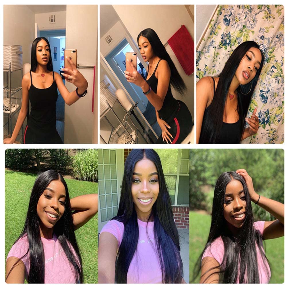 18 20 22 inch Straight Human Hair Bundles Brazilian Straight 3 Bundles Unprocessed Virgin Brazilian Remy Human Hair Natural Black Straight Weave Human Hair Bundles