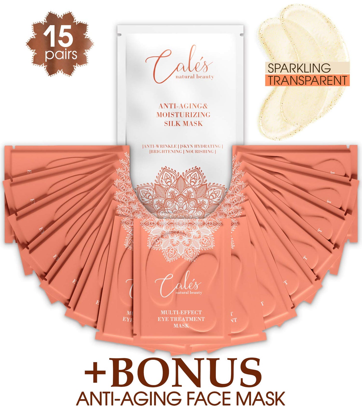 Ana Calés Under Eye Patches for Puffy Eyes Collagen Eye Mask for Dark Circles Gel Under Eye Pads for Wrinkles with Hyaluronic Acid Clear Eye Masks Under Eye Bags Treatment Men and Woman (15 pairs)