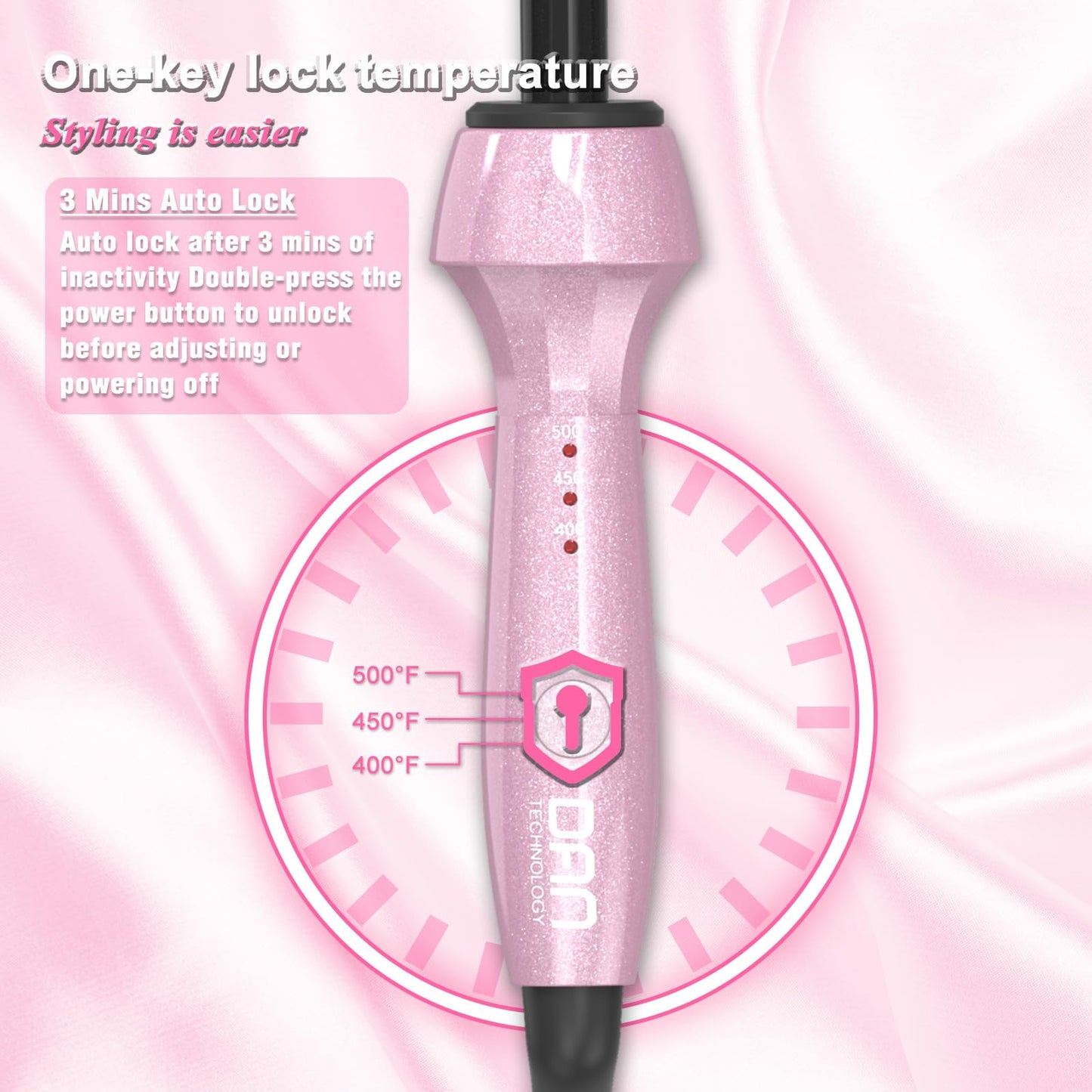 Dan 500℉ hot Comb,Hot Comb for Black Hair, Electric HotComb,hot Comb Straightener for Wigs,Dual Voltage Pressing Comb, Temperatures Adjustable,60 Min Auto Shut Off, (Pink)