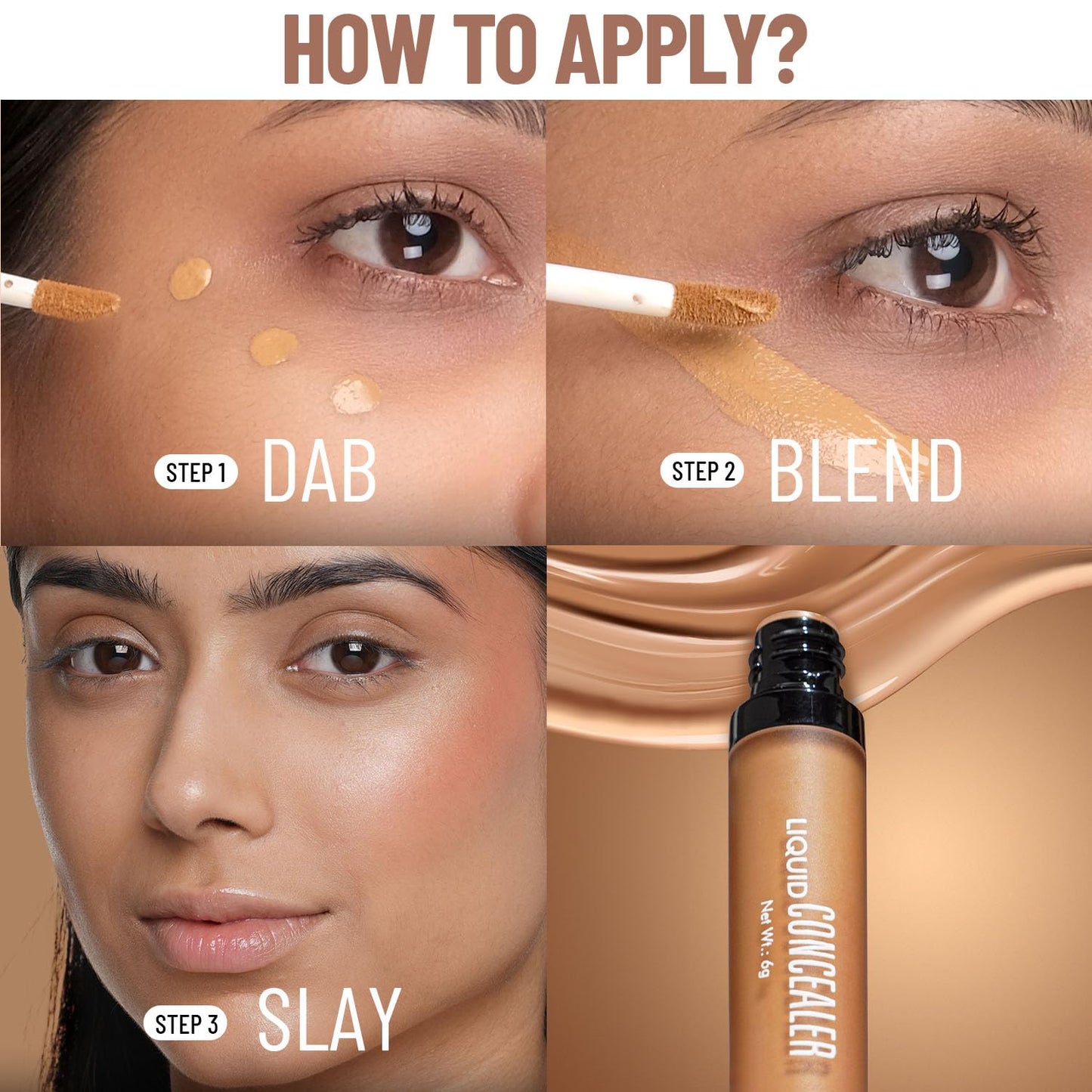Swiss Beauty Liquid Light Weight Concealer With Full Coverage |Easily Blendable Concealer For Face Makeup With Matte Finish | Shade- Creamy Beige, 6g