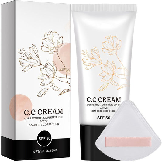 Korean CC Cream with SPF 50 for Older Women, Korean Color Changing CC Cream Self Adjusting for Mature Skin, CC Cream Color Correcting Moisturizing Make-Up Base & Foundation