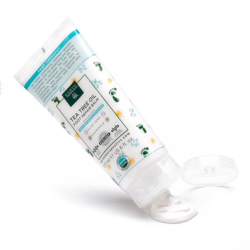 Earth Therapeutics Tea Tree Oil Foot Balm – Australian Tea Tree Oil w/Aloe Vera & Chamomile – Hydrates, Softens & Conditions Dry Cracked Feet, Heel and Calluses – Soothe Irritated Skin – 6 Oz