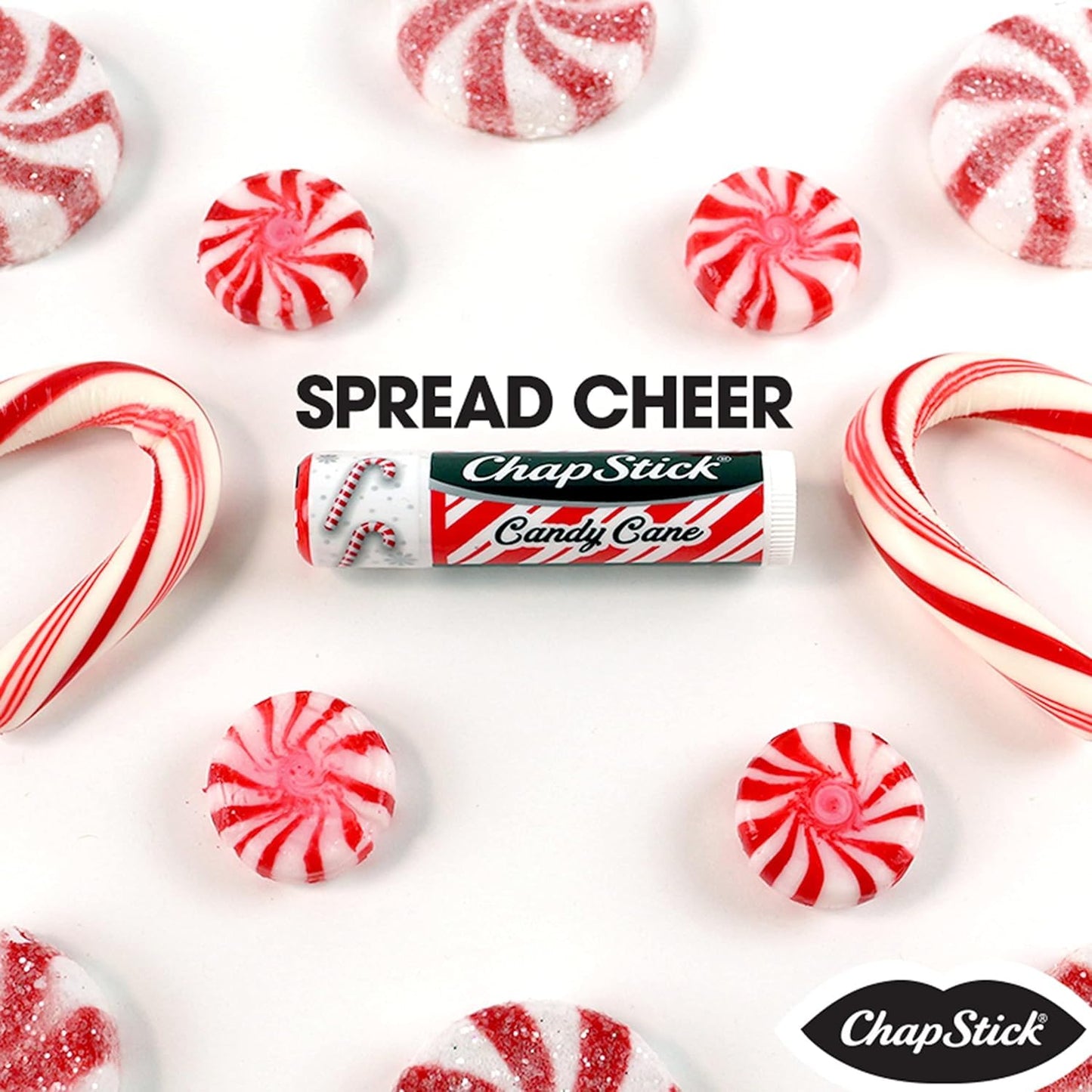 ChapStick Bulk Lip Balm, Candy Cane Packs (12 Sticks) – Fresh & Minty Lip Moisturizer, Stocking Stuffer, 0.15 Oz Ea