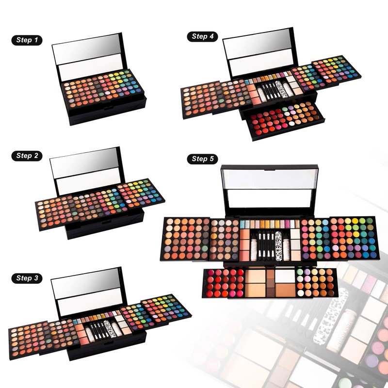 All In One 132 Color Makeup Kit, Professional Case, Teen Girls Set, Multicolor Eyeshadow Palette (006N1-Pink)