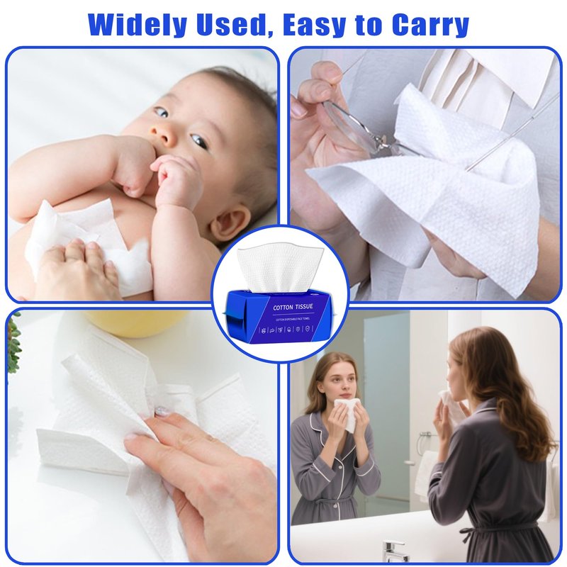 600 Count Disposable Face Towel, Dual-Textured Clean Wipes – Dry/Wet Use, Ultra-Soft Facial Towels, Lint-Free Face Towel Disposable for Women Cleansing, Makeup, Travel