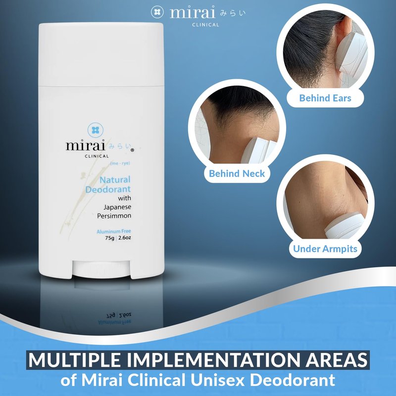 Mirai Clinical All Natural Deodorant for Women & Men | Aluminum-Free, Vegan, Unscented - 75g