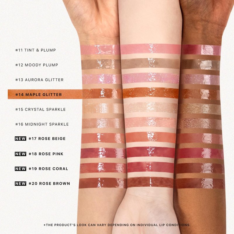 Honey Melting Lip Glitter - Hydrating Gloss & Moisturizing Balm | Shimmery-Sheer Tint (14 Maple)