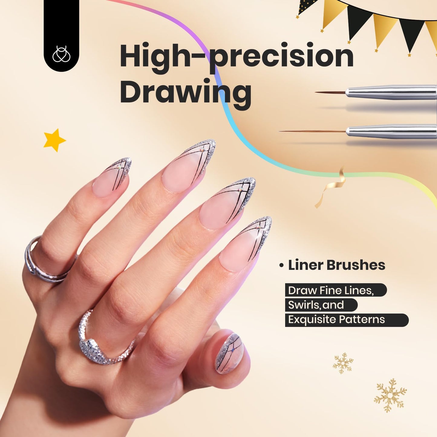 Beetles Gel Nail Polish Kit 20 Colors Nude Pink Purple Glitter Red Manicure Kit and Nail Art Brushes Set Gel Polish Nail Art Design Pen Painting Tools.