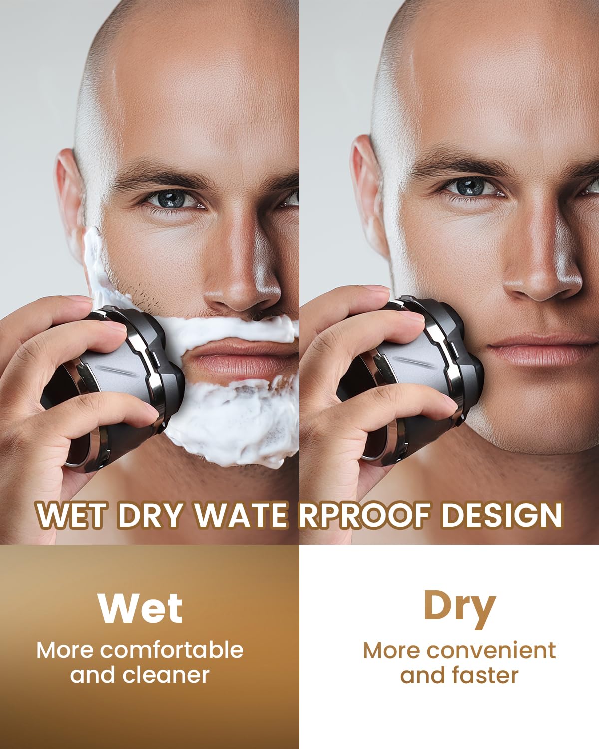 Head Shavers for Men, 2025 Upgraded 6D Flexible Head Shavers for Bald Men, IPX8 Waterproof, Wet/Dry Electric Shaver, Rotary Shaver with LED Display, USB-C Bald Razor with Travel Lock, Black&Grey