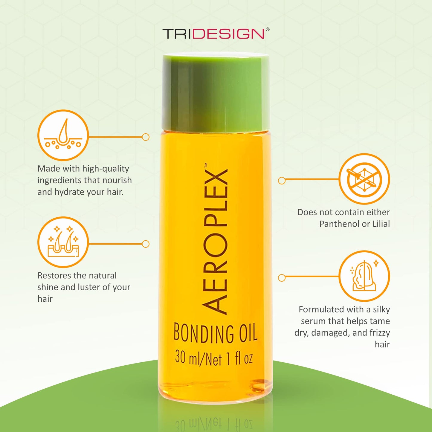TRIDESIGN Aeroplex Bonding Oil - Repairs, Promotes Growth & Prevents Breakage - Silky Serum for Dry, Damaged & Frizzy Hair - Travel Size 30ml - Salon-Tested with UV & Heat Protection