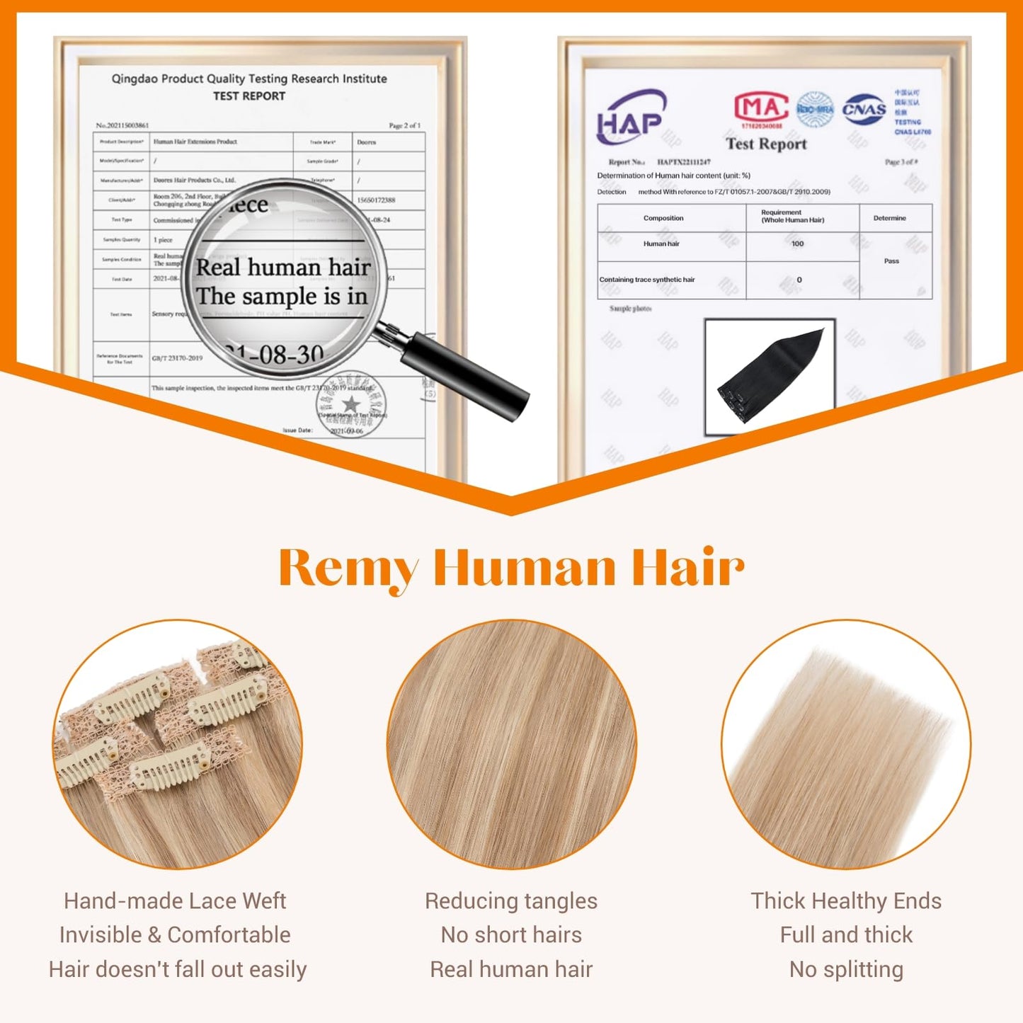 TESSHAIR 6PCS Clip in Hair Extensions Real Human Hair Short Clip in Extensions for Women Short Straight Hairpieces to Add Volume and Highlights 14 Inch Golden Brown & Bleach Blonde