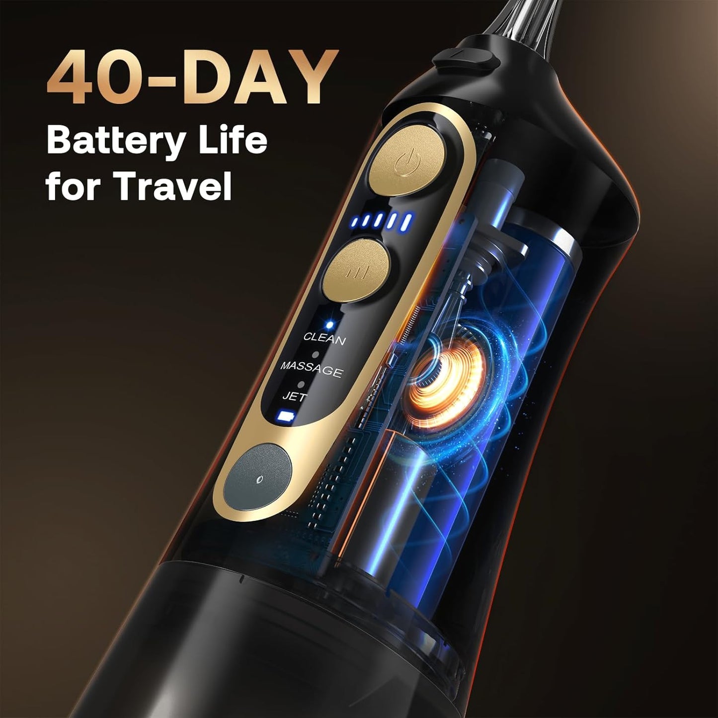 Bitvae Water Dental Flosser - Cordless Oral Irrigator with 6 Jet Tips | 3 Modes, IPX7 Waterproof, Portable, Black