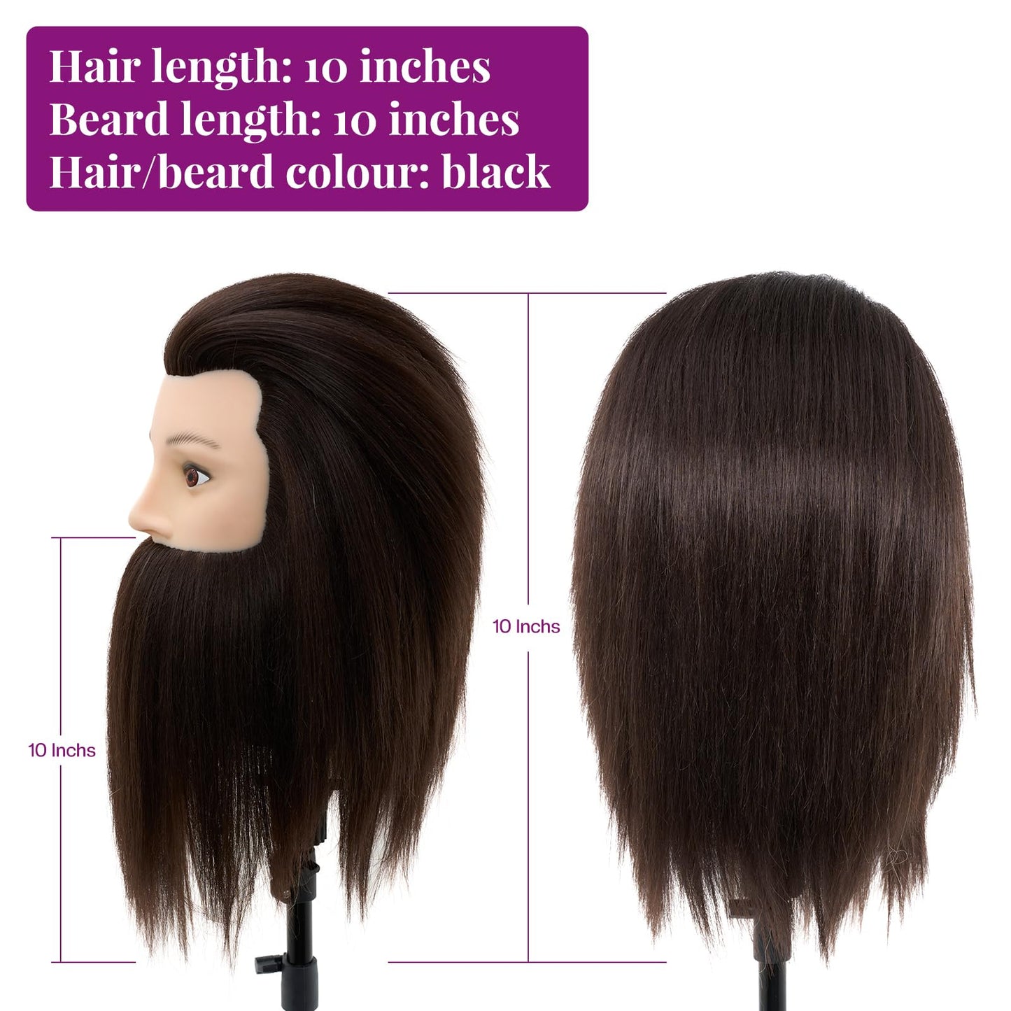 Male Mannequin Head with Hair,10" Barber Mannequin Head,Cosmetology Hairdresser Training Doll Manikin Head for Hair Styling and Practice（black）